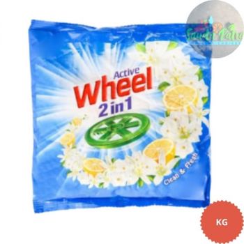 Wheel Active 2 in 1 Detergent Powder - Clean and Fresh (Blue), 1kg Pouch
