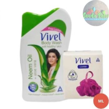 Vivel Body wash Neem Oil+Aloe Vera, 100ml (with FREE Loofah)