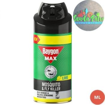 BAYGON MAX MOSQUITO & FLY KILLER SPRAY LIME DOUBLE NOZZLE, 200 ML