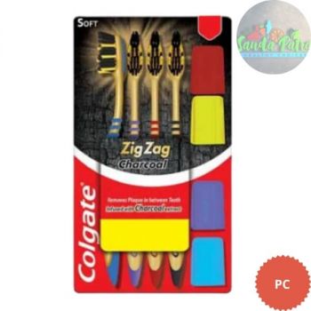 Colgate ZigZag Charcoal Soft Toothbrush - 4 Pcs