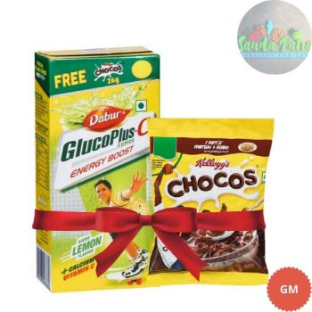 Dabur Gluco Plus-C Lemon 75 Gms, Free Kelloggs Chocos