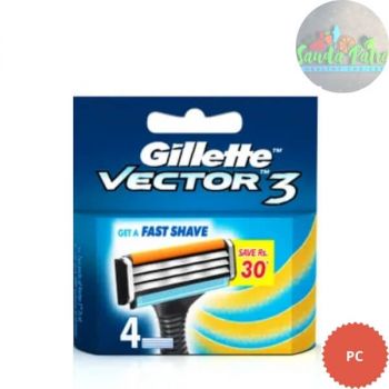 Gillette Vector 3 Manual Shaving Razor Blades, 4s Pack (Save Rs.30)