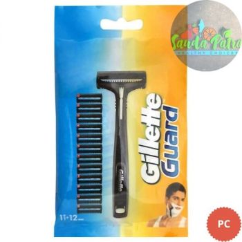 GILLETTE GUARD MANUAL SHAVING RAZOR WITH 12 CARTRIDGES