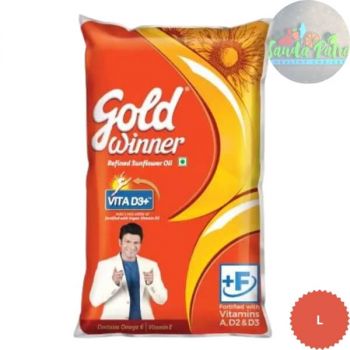 Gold Winner Refined Sunflower Oil With VITAD3+ Pouch, 1Ltr