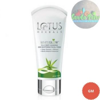 Lotus Whiteglow 3-In-1 Deep Cleansing Skin Whitening Facial Foam, 50gm