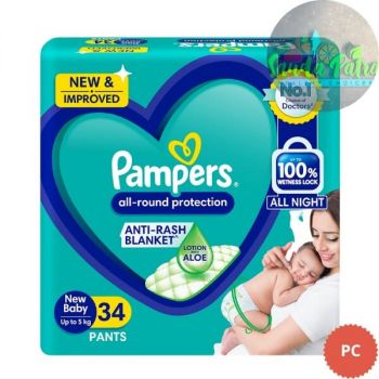 PAMPERS PANT ANTI RASH NEW BABY, 34PANTS