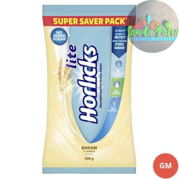 HORLICKS LITE REGULAR BADAM FLAVOUR POUCH, 500GM