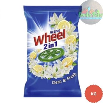 Wheel Active 2 in 1 Detergent Powder - Clean and Fresh (Blue), 2kg Pouch