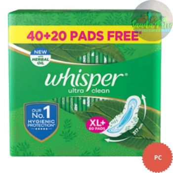 Whishper Ultra Clean Sanitary Pad Xl+, 60Pads